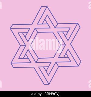 Modello di illusione ottica. Vettore di forme impossibile. Oggetti artistici ottici. Figure geometriche. Paradosso di Escher. Illustrazione Vettoriale