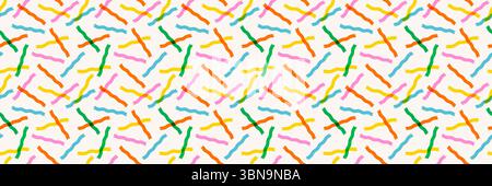 Motivo senza cuciture con coriandoli colorati in forme ondulate su sfondo chiaro. Motivo vettoriale ondulato e coriandoli. Ideale per il confezionamento Illustrazione Vettoriale