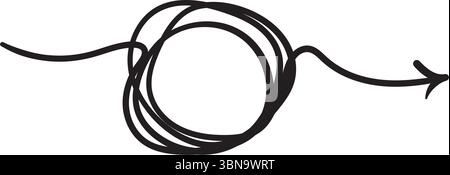 linee aggrovigliate con cerchi disegnati a mano con linee sottili e forme divisorie. Vettore Clipart isolato su sfondo trasparente Illustrazione Vettoriale