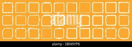 Colorata collezione di cornici quadrate disegnate a mano Illustrazione Vettoriale