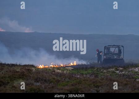 28 giugno 2025. Carrbridge e Grantown a Spey, Scozia. Si tratta di un grande incendio guidato dal vento su tutte le colline tra Carrbridge e Grantown e S. Foto Stock