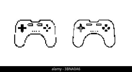 Controller per videogiochi Mosaic pixel art con stile retrò a 8 bit per gli appassionati di videogiochi nostalgici Illustrazione Vettoriale