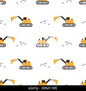 doodle senza cuciture di un dumper da cantiere che scava il terreno Illustrazione Vettoriale