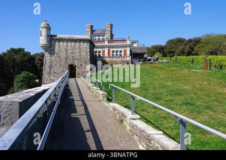 Esterno del castello di Durlston presso il Durlston Country Park in una soleggiata giornata estiva a Swanage Dorset, Inghilterra Foto Stock