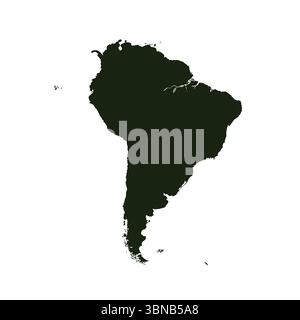 Mappa del Sud America, insegna silhouette. Mappa del mondo Globe. Illustrazione vettoriale isolata su sfondo trasparente. Continente latino-americano Illustrazione Vettoriale