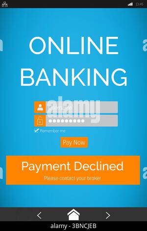 Testo dell'online banking sullo schermo blu del cellulare Foto Stock