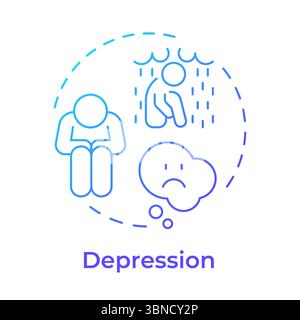 Icona di concetto gradiente blu depressione Illustrazione Vettoriale