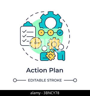 Icona del piano d'azione multicolore Illustrazione Vettoriale