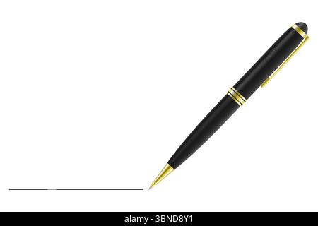 penna stilografica business nera con linea nera isolata su bianco per web, app e design, illustrazione vettoriale. Illustrazione Vettoriale