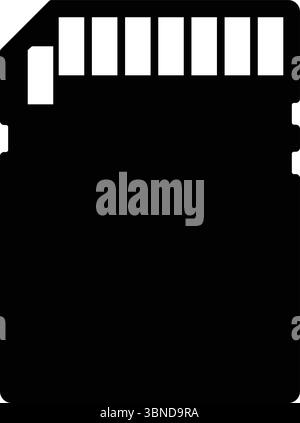 icona nera della scheda sd isolata su bianco per web, app e design, illustrazione vettoriale. Illustrazione Vettoriale