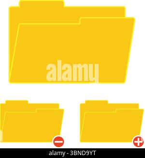 icona del file del computer con aggiungi file ed elimina file isolato in bianco. Illustrazione Vettoriale