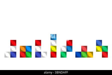 forma a blocco del gioco tetris su bianco per web e design, illustrazione vettoriale. Illustrazione Vettoriale