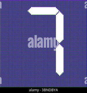 Schermo LED digitale realistico con numero digitale sette 7 per motivi e sfondo. Illustrazione Vettoriale