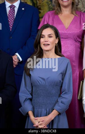 Madrid, Madrid, Spagna. 2 luglio 2025. La regina Letizia di Spagna partecipa a un'udienza con i rappresentanti dell'Associazione Proyecto Hombre al Palazzo Zarzuela il 2 luglio 2025 a Madrid, Spagna (Credit Image: © Jack Abuin/ZUMA Press Wire) SOLO PER USO EDITORIALE! Non per USO commerciale! Foto Stock