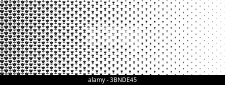 mezzitoni orizzontali del fiore nero per motivi e sfondo. Illustrazione Vettoriale