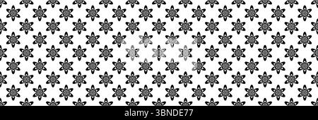 design floreale nero senza cuciture orizzontale per motivi e sfondo. Illustrazione Vettoriale