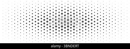 mezzitoni orizzontali di bel fiore nero sparsi dal centro per motivi e sfondo. Illustrazione Vettoriale