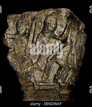 Anges et Seraphins - Angeli e Seraphim XII secolo Atelier Catalano actif en Languedoc, Parigi, Louvre, Francia, francese ( il nome "Seraphim" significa "bruciatori" o "ardenti"). In contesti religiosi, in particolare nelle tradizioni ebraiche, cristiane e islamiche, i Seraphim sono un tipo di essere celeste, in particolare un ordine di angeli di alto rango. Sono spesso raffigurati con più coppie di ali e sono associati a fuoco, luce e lode ) Foto Stock