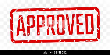 Timbro approvato inchiostro rosso stile grunge rettangolare. Illustrazione vettoriale Illustrazione Vettoriale