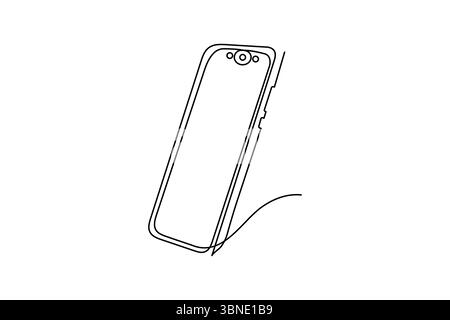 Icona dello smartphone in stile minimalista per la comunicazione online e il concetto di tecnologia digitale Illustrazione Vettoriale