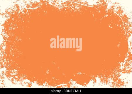 Sfondo grunge arancione con macchie di vernice bianca. Texture moderna effetto grunge artistico effetto sbalorditivo. Modello banner con righe di graffio Illustrazione Vettoriale