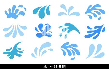 Icona gocce blu gocce d'acqua Set schizzi Blob Illustrazione Vettoriale