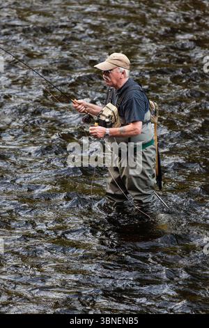 La pesca con la mosca Farmington fiume   Barkhamsted, Connecticut, Stati Uniti d'America Foto Stock