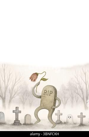 Funny Dancing Tombstone – personaggio del cimitero di Halloween Foto Stock