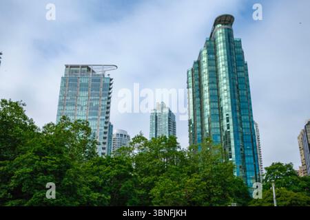 Condos nel centro di Coal Harbour, Vancouver, British Columbia. Foto Stock