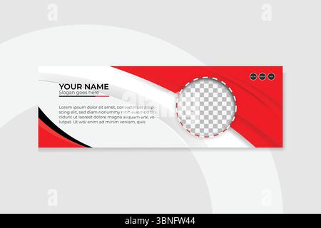 Design moderno e minimalista di firma e-mail o modello di piè di pagina per e-mail Illustrazione Vettoriale