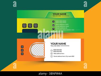 Design della firma dell'e-mail o piè di pagina dell'e-mail e copertina personale dei social media Illustrazione Vettoriale