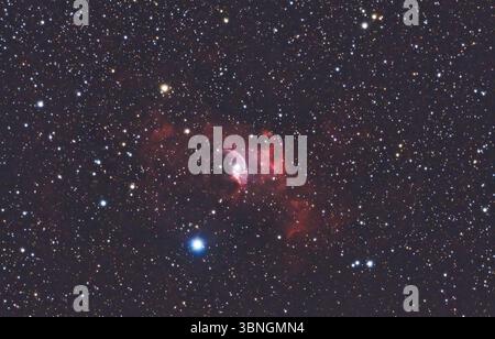Bubble Nebula (NGC 7635, Sharpless 162, Caldwell 11), una nebulosa ad emissione regione H II nella costellazione di Cassiopea Foto Stock