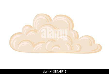 Graziosa nuvola beige dalla forma morbida e soffice. Illustrazione vettoriale di cartoni animati disegnata a mano con un semplice design rotondo e un'atmosfera luminosa. Ideale per l'icona del tempo Illustrazione Vettoriale