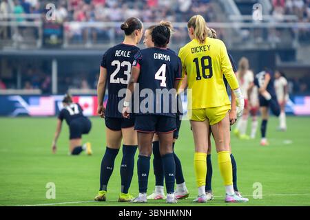 Washington, DC, Stati Uniti. 2 luglio 2025. Washington, DC, Stati Uniti, 28 giugno 2025: Difesa degli Stati Uniti durante l'amichevole internazionale tra Stati Uniti d'America e Canada all'Audi Field di Washington, DC, Stati Uniti (SOLO USO EDITORIALE). (Rebekah Wynkoop/SPP) credito: SPP Sport Press Photo. /Alamy Live News Foto Stock