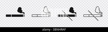 Set di icone sigaretta e non fumare Illustrazione Vettoriale