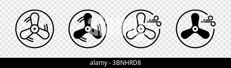 "Fan Icons Collection - Blades and Circular Designs for Cooling and Airflow" (raccolta icone ventola - pale e design circolari per il raffreddamento e il flusso d'aria) Illustrazione Vettoriale