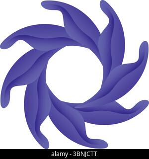 Design astratto con nastri rosso-arancione intrecciati che formano una forma allungata. Evoca fuoco, movimento e un'estetica moderna sul bianco. Illustrazione Vettoriale