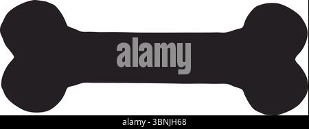 Vettore sagoma ossa per cani, Clipart trattamento per animali neri, profilo isolato, giocattolo da masticare animale, forma semplice, design minimale, spuntino, simbolo, icona veterinaria. Illustrazione Vettoriale