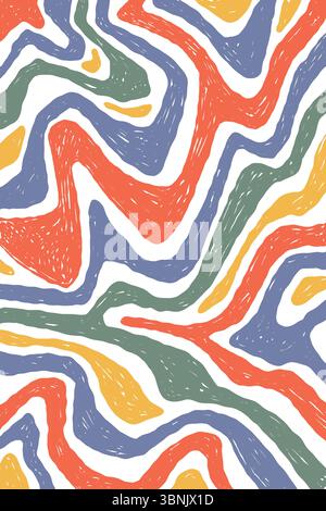 Poster astratto con strisce ondulate disegnate a mano Illustrazione Vettoriale