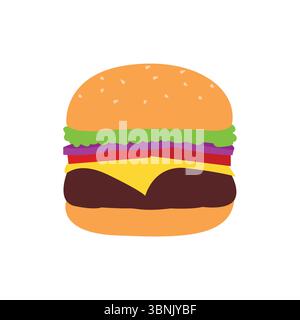 hamburger hamburger fast food delizioso spuntino simbolo emoji icona simbolo vettoriale illustrazione Illustrazione Vettoriale