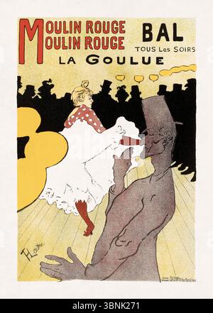 Litografia a colori di Henri de Toulouse-Lautrec sul Moulin Rouge, un cabaret a Parigi. Raffigura la Goulue (il Glutton) e il suo partner Valentin Foto Stock