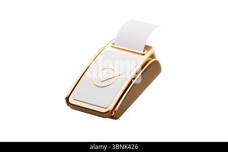 Macchina POS Golden con concetto di pagamento, rendering 3d. Illustrazione 3D. Foto Stock