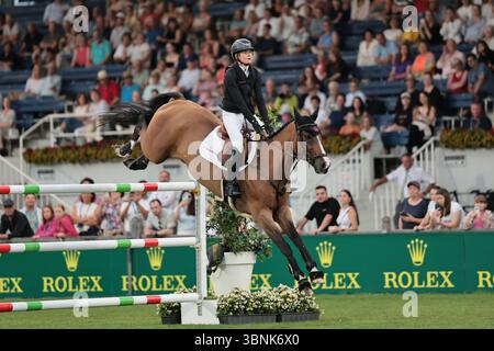 Sophie Hinners della Germania con Iron Dames Singclair durante il premio Turkish Airlines of Europe al CHIO Aachen il 2 luglio 2025, Aquisgrana, Germania (foto di Maxime David - MXIMD Pictures) Foto Stock