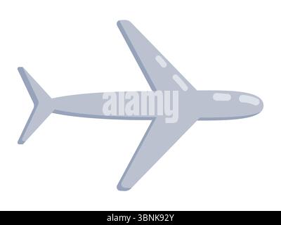 Questa chiara illustrazione vettoriale presenta un aereo da una prospettiva dall'alto verso il basso, mostrando le ali e la coda in uno stile semplificato. L'aereo lo è Illustrazione Vettoriale