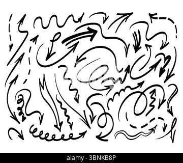 Icone frecce vettoriali nere impostate per navigazione e interfaccia Illustrazione Vettoriale