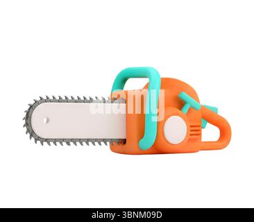 Rendering 3D minimalista per motosega in un rendering morbido e uniforme Foto Stock