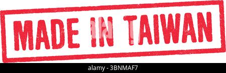 Illustrazione vettoriale della parola fatta a Taiwan con inchiostro rosso Illustrazione Vettoriale