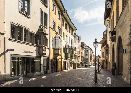 Vordergasse, edificio storico con finestre a bovindo nella città vecchia, Sciaffusa, Canton Sciaffusa, Svizzera Foto Stock