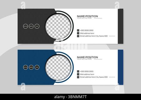 design del modello di firma e-mail creativo o modello di piè di pagina e-mail. Illustrazione Vettoriale