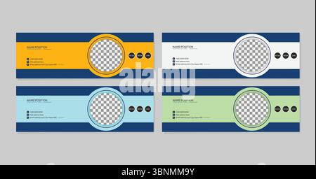 Design della firma e-mail o piè di pagina e immagine vettoriale del modello di banner della copertina dei social media personali Illustrazione Vettoriale